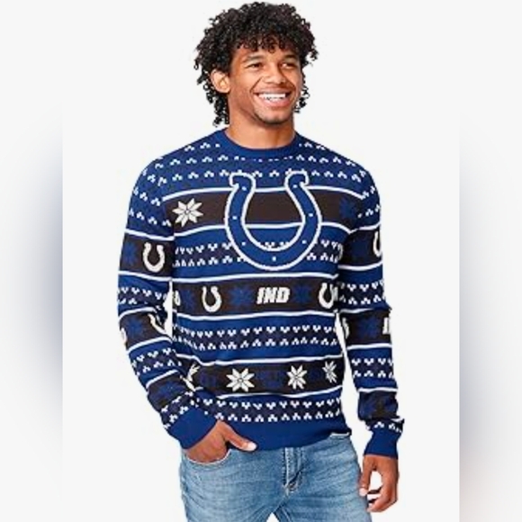 NFL Indianapolis Colts Men's Ugly Holiday Christmas Crewneck Sweater In Med NWT - Picture 1 of 7